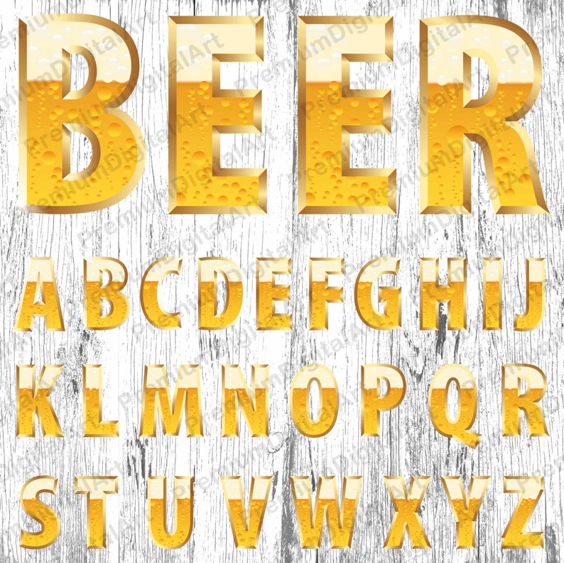 26 Gold Beer Alphabet Pen drawn font Gold lettersGeometric Etsy