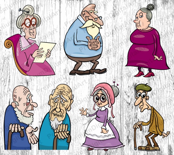 6 Alte Dame Cartoon Cartoon Alter Mann Grossvater Cartoon Etsy