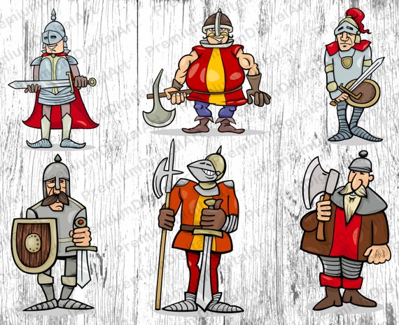 6 Cartoon Warrior Knight Viking Kids Clipart Kids Clipart Etsy