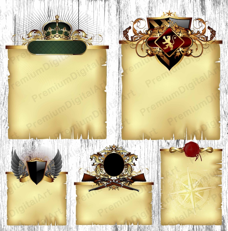 5 Heraldry scroll parchment scroll antique paper medieval Etsy