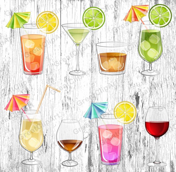 8 Getranke Cocktail Clipart Clipart Essen Coctail Clipart Etsy