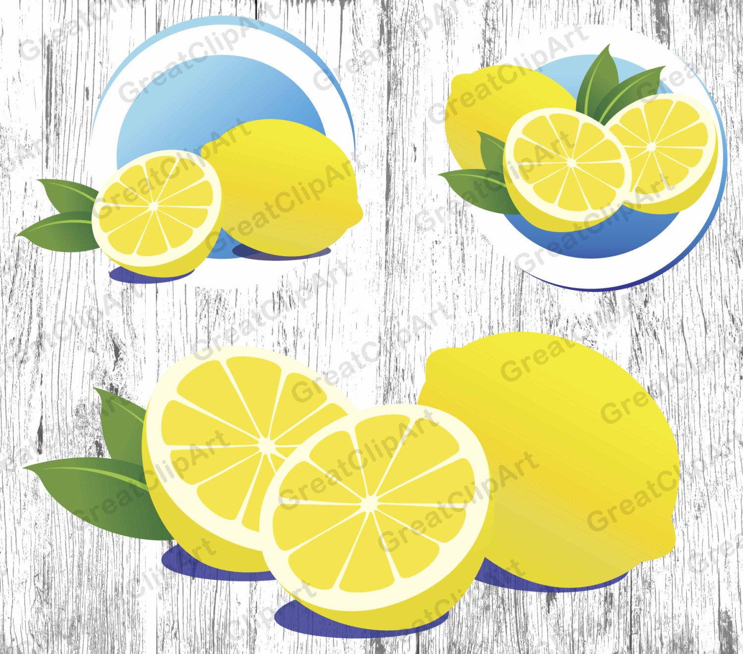 3 Lemon clipart fruit clipart set watermelon clipart | Etsy
