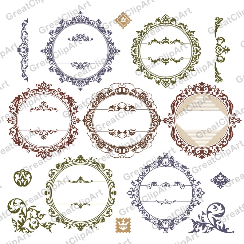 8 floral Ornament digital frames set of labels,ornate floral frames 7 Printable Frames clipart scrapbooking vintage style frames