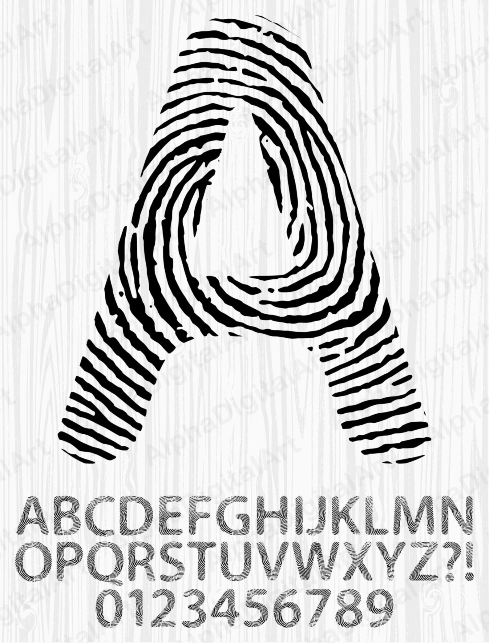 38 Fingerprint Alphabetpen Drawn White Font Colorful Etsy
