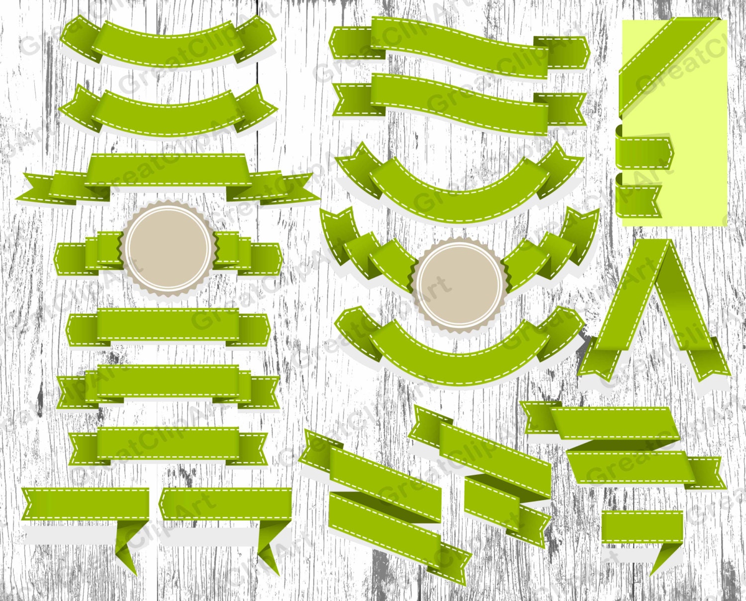 20 Light Green Ribbons frames Ribbon bannerCorner Etsy