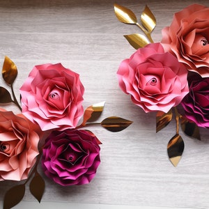 Set di sei fiori da parete in stile rosa