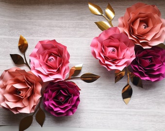 Set of Six Rose Style Wall Flowers