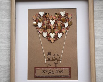 Personalised Wedding, Civil Ceremony or Anniversary 'Heart Air Balloon' Frame