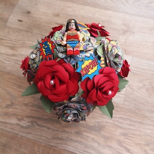 Comic Book Paper Rose Bridal Bouquet - Round