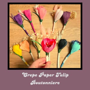 Krepppapier Tulpe Bräutigam & Groomsmen Boutonniere
