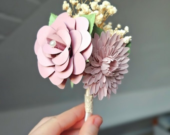 Groom's Paper Flower Boutonniere - Double Flower Buttonhole
