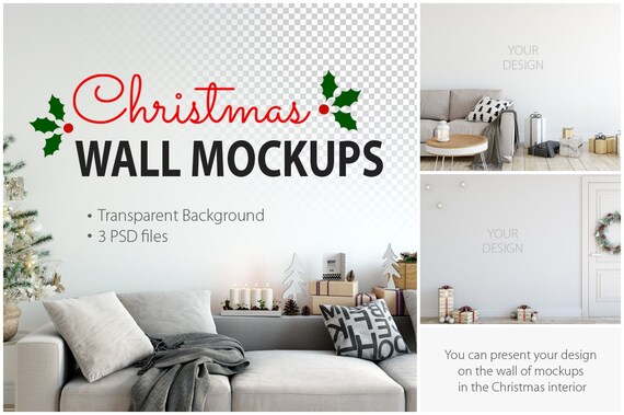 Christmas Wall Mockup Wallpaper Mockup Product Mockups Design Presentation