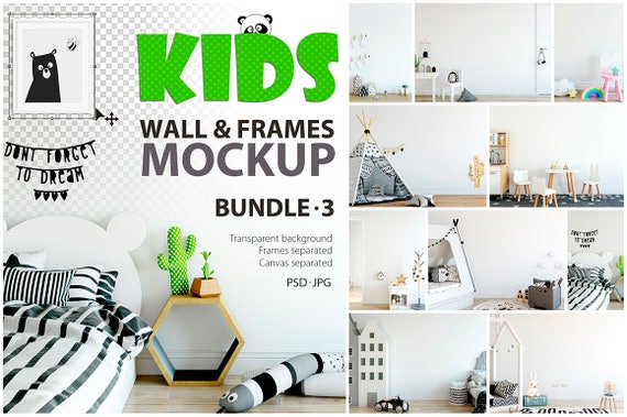 Wall Mockup Wallpaper Frame Mockup Kids Children Poster Mockup