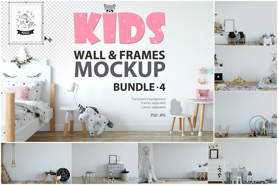Wall Mockup Wallpaper Frame Mockup Kids Children Poster Etsy