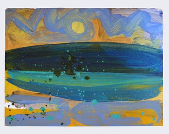 Modern Landscape PLOUGHED FIELDS Original Abstract Acrylic Painting White Blue and Turquoise Abstract Art by Sasha Barnes
