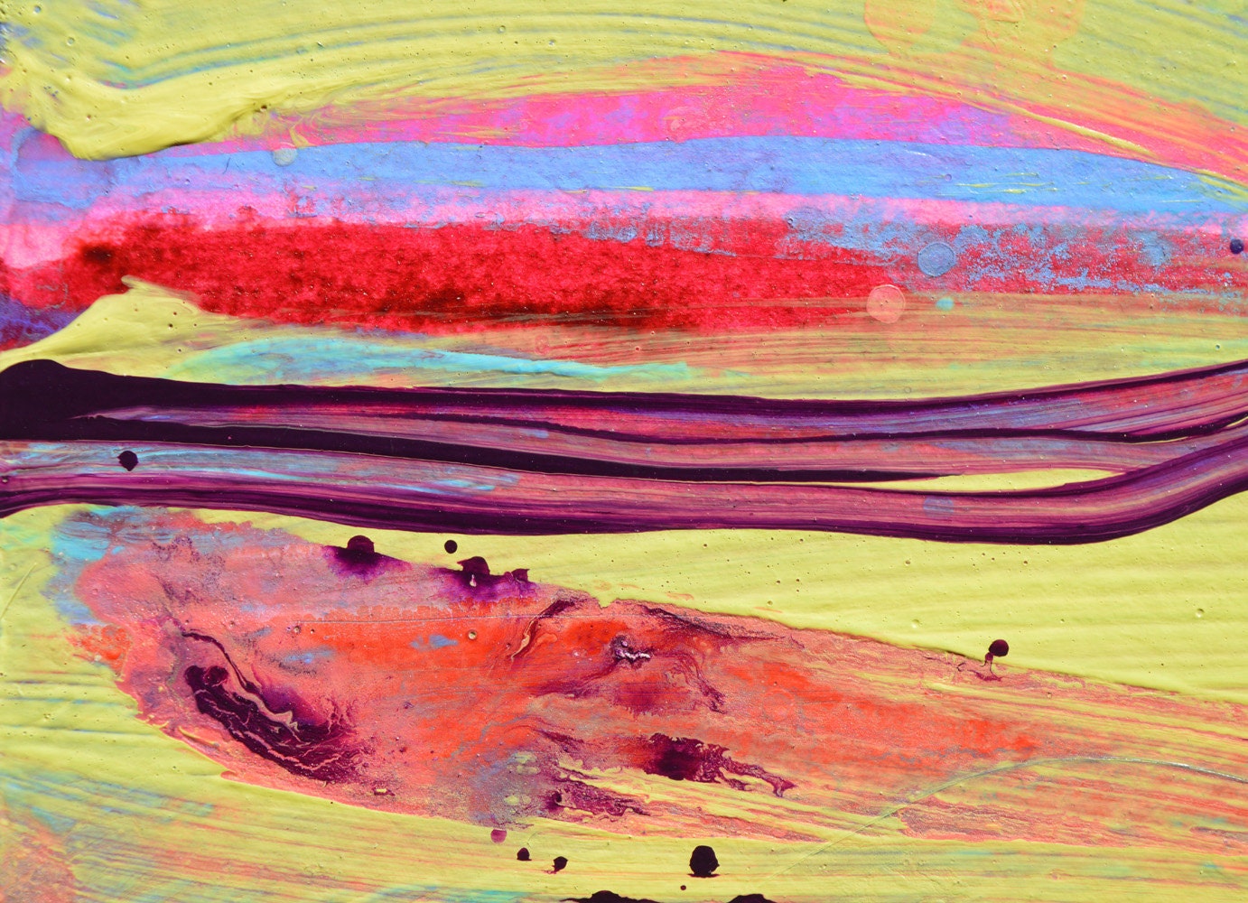 YELLOW FIELDS France Abstract Landscape Painting on Paper Etsy