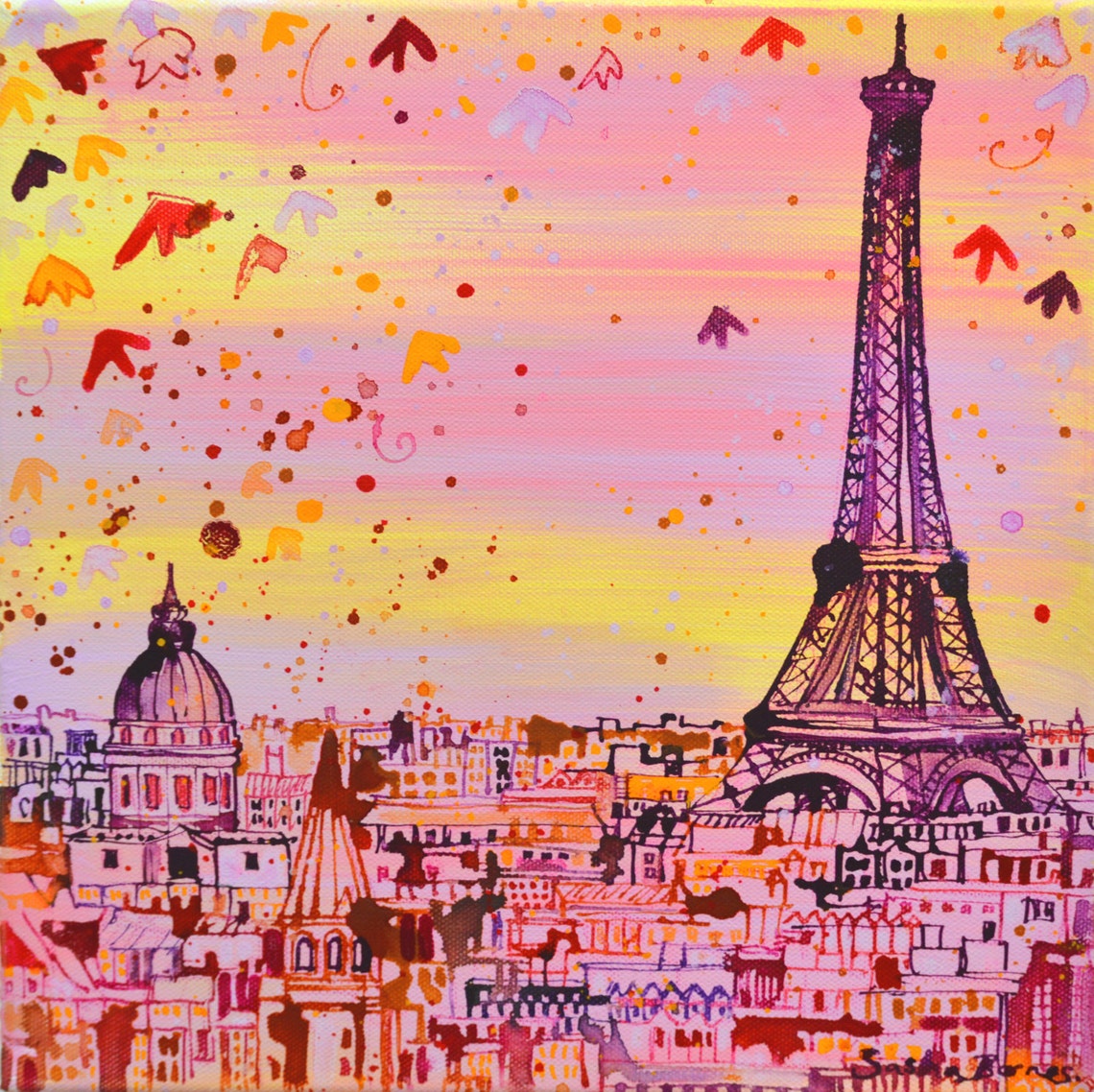 Malerei von PARIS Eiffelturm Paris Acryl malen auf | Etsy
