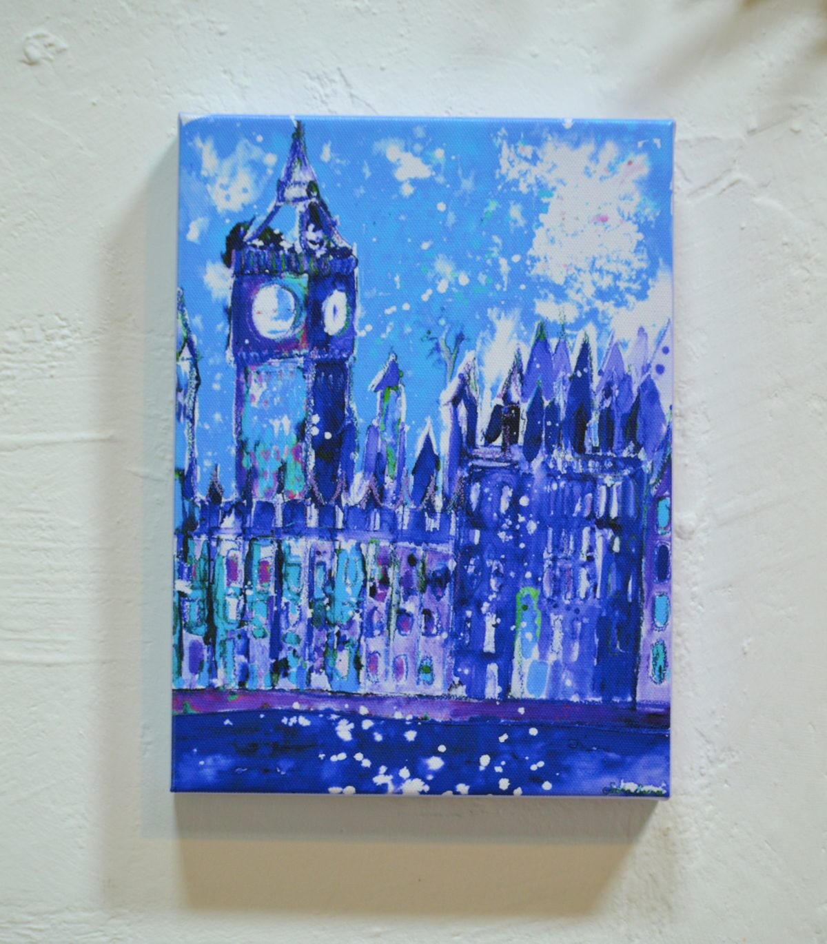 Leinwanddruck „Big Ben Mit Orangem Regenschirm“ – 61 X 41 Cm, Fertig Gerahmt