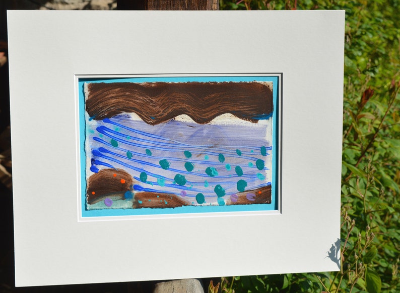 Modern Landscape PLOUGHED FIELDS Original Abstract Acrylic Painting White Blue and Turquoise Abstract Art by Sasha Barnes