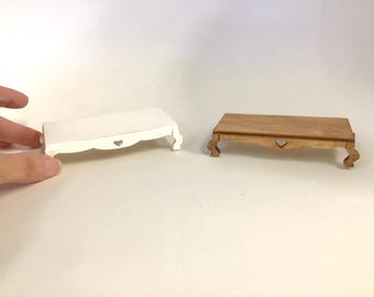 Miniature Dollhouse Coffee Table - Chocolate Brown or Shabby Chic White (worn look)