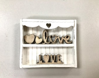 Miniature Dollhouse Knick Knack Shelf - Chocolate Brown or Shabby Chic White (worn look)