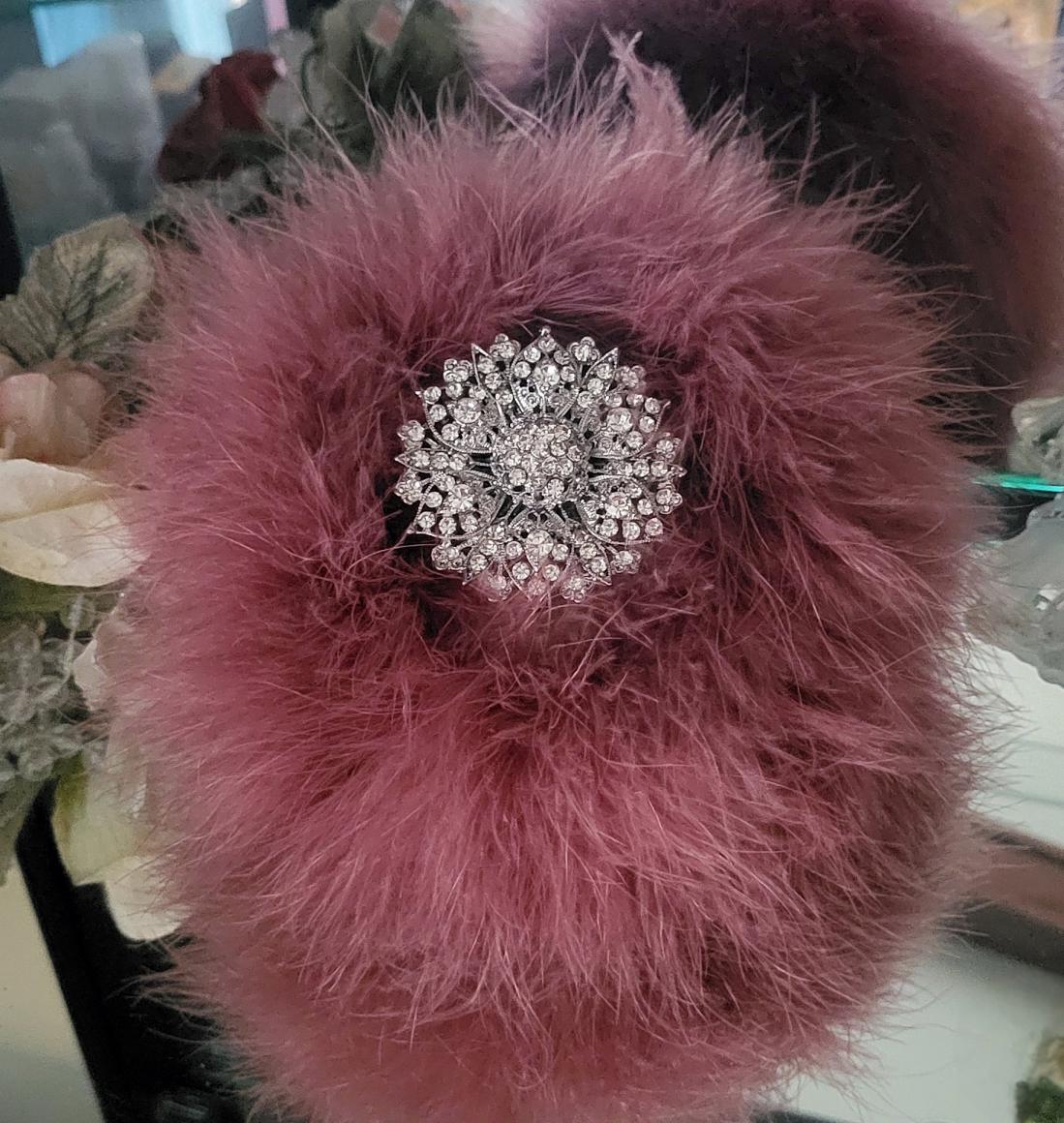 Puff Duster Dusting Body Duster Powder Puff ~ Cream Faux Fur Puff Dusty Wine Plum ...