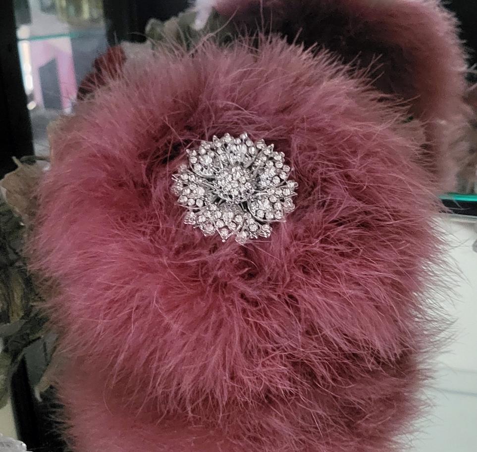 Puff Duster Dusting Body Duster Powder Puff ~ Cream Faux Fur Puff Dusty Wine Plum ...
