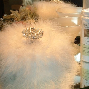White Chrysanthemum ~ 6 oz Scented Dusting Powder with Puff and Glass Stand by Renditions