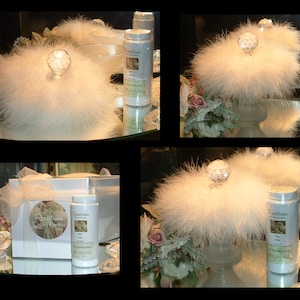 Creamy Oatmeal and Honey ~ 6 oz Scented Dusting Powder with Puff and Glass Stand by Renditions