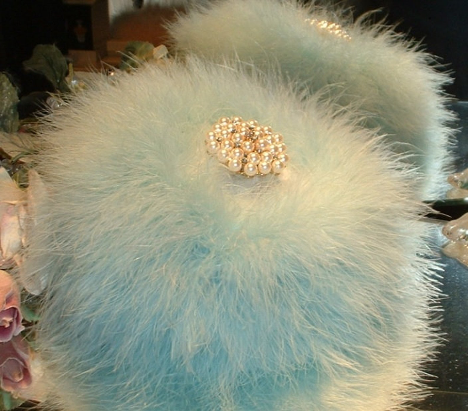 Powder Puff Body Dusting Powder Puff White Puff Trimmed in Etsy