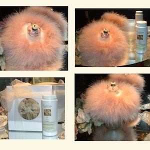 Genie ~ 6 oz Scented Dusting Powder w/ Rhinestone Handle Puff & Glass Stand by Renditions