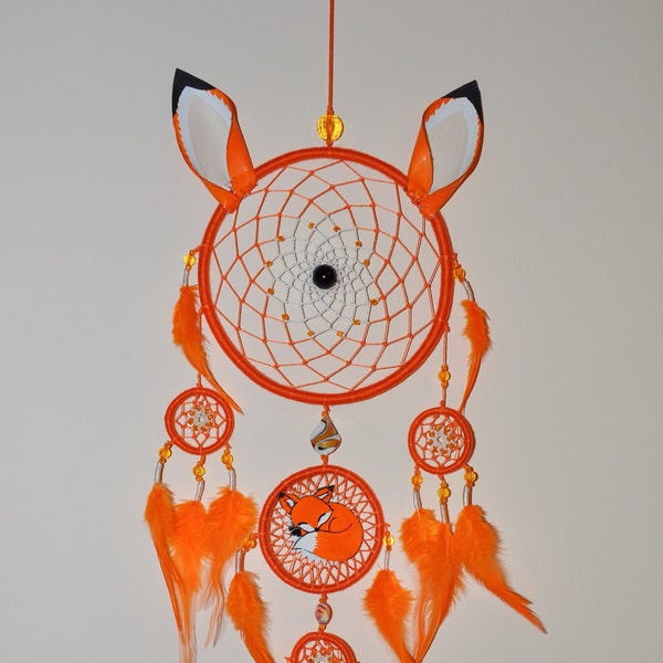 Fox Dream Catcher -  Animal Wall Hanging - Tribal Totem - Birthday Gift - Baby Nursery Kids Room Decor