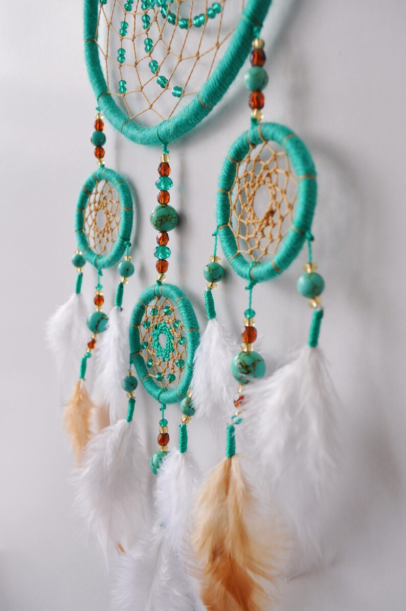 Turquoise Dream Catcher Boho Dreamcatcher Aquamarine Wall - Etsy