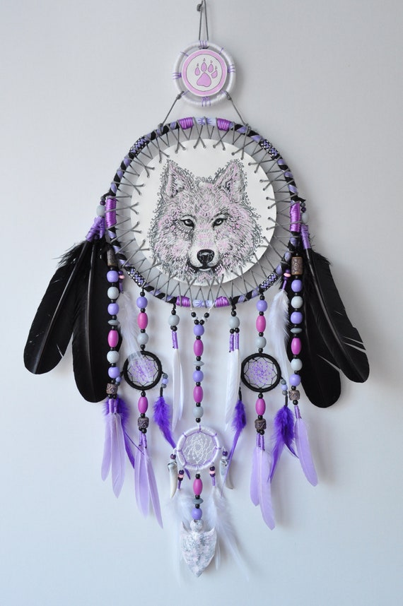 Wolf Dream Catcher Large Wall Hanging Animal Totem - Etsy Wolf Dream Catcher Large Wall Hanging Animal Totem - Etsy