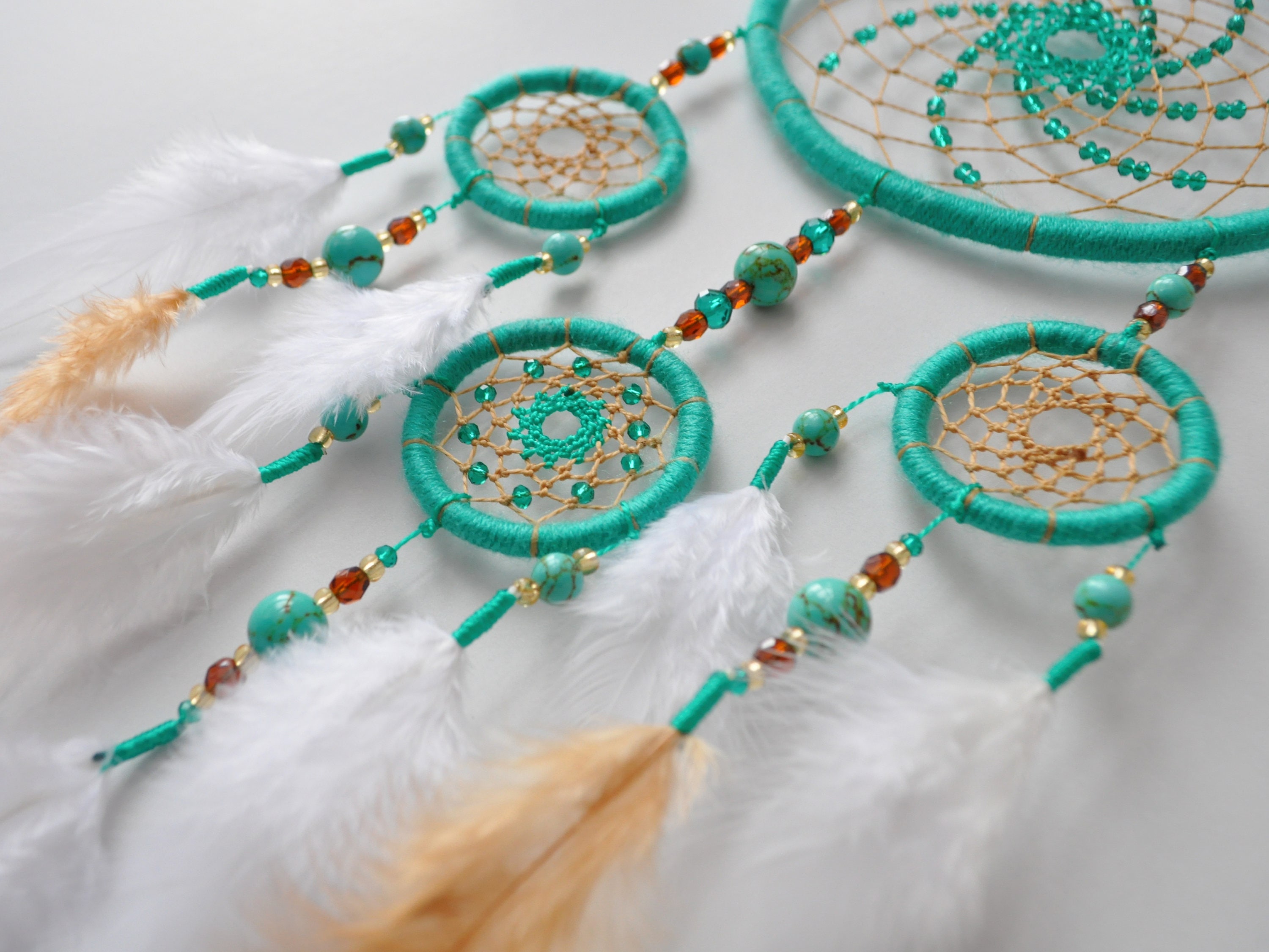 Turquoise Dream Catcher Boho Dreamcatcher Aquamarine Wall - Etsy
