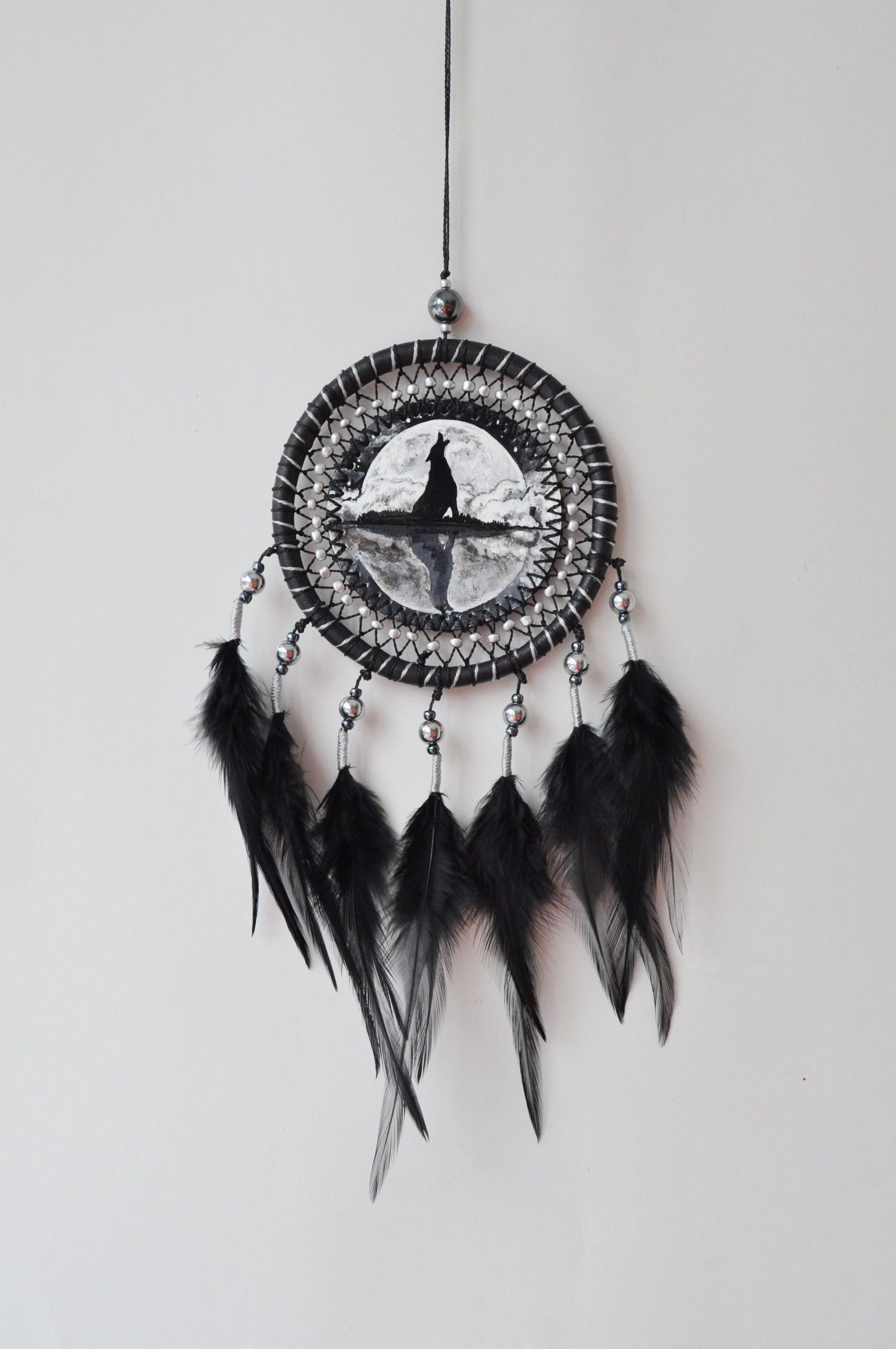 Moon Wolf Dream Catcher Small Car Hanging Review Rear View Etsy
