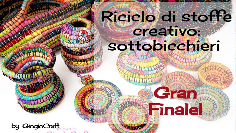 E-Book Italiano Video Tutorial Riciclo di stoffe creativo: Sottobicchieri e Vaso PDF Riciclo Intreccio Tessile image 8