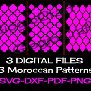 3 SVG DXF Vector bestanden, voor Cameo, Cricut, laser cut 'Moroccan Patterns' voor MixedMedia GelPrinting ArtJournal Scrapbooking
