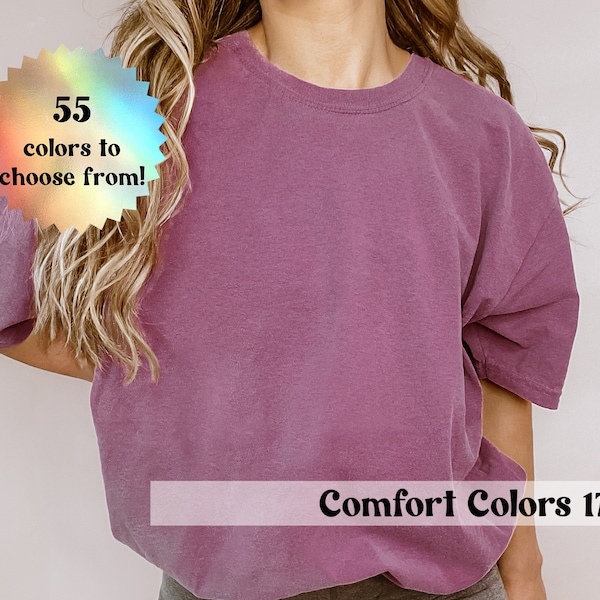 Comfort Colors T-shirt Blank Shirt, Wholesale 1717 Unisex Vintage Style Solid Plain T-Shirt Garment Dyed Heavyweight Shirt, 100% Cotton