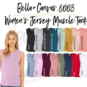 Bella Canvas Plain Jersey Muscle Tank, Blank Tank Top, Bella Canvas 6003, Wholesale ADULT SIZE Women&#39;s Tank, Bella+Canvas Tank Top, Muscle