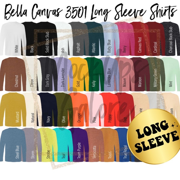 Bella Canvas Plain LONG SLEEVE Shirt, Blank Unisex Shirt, Bella 3501, Wholesale 100% Cotton ADULT Size Long Sleeve, Bella+Canvas Shirts