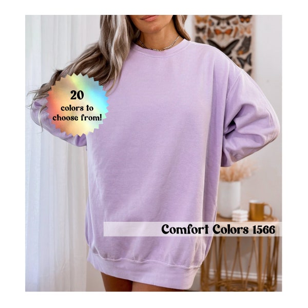 Komfortfarben Sweatshirt, Komfortfarben 1566 Sweatshirt mit Rundhalsausschnitt, Unisex übergroßer Rundhalsausschnitt, Vintage Komfortfarben, leeres Sweatshirt