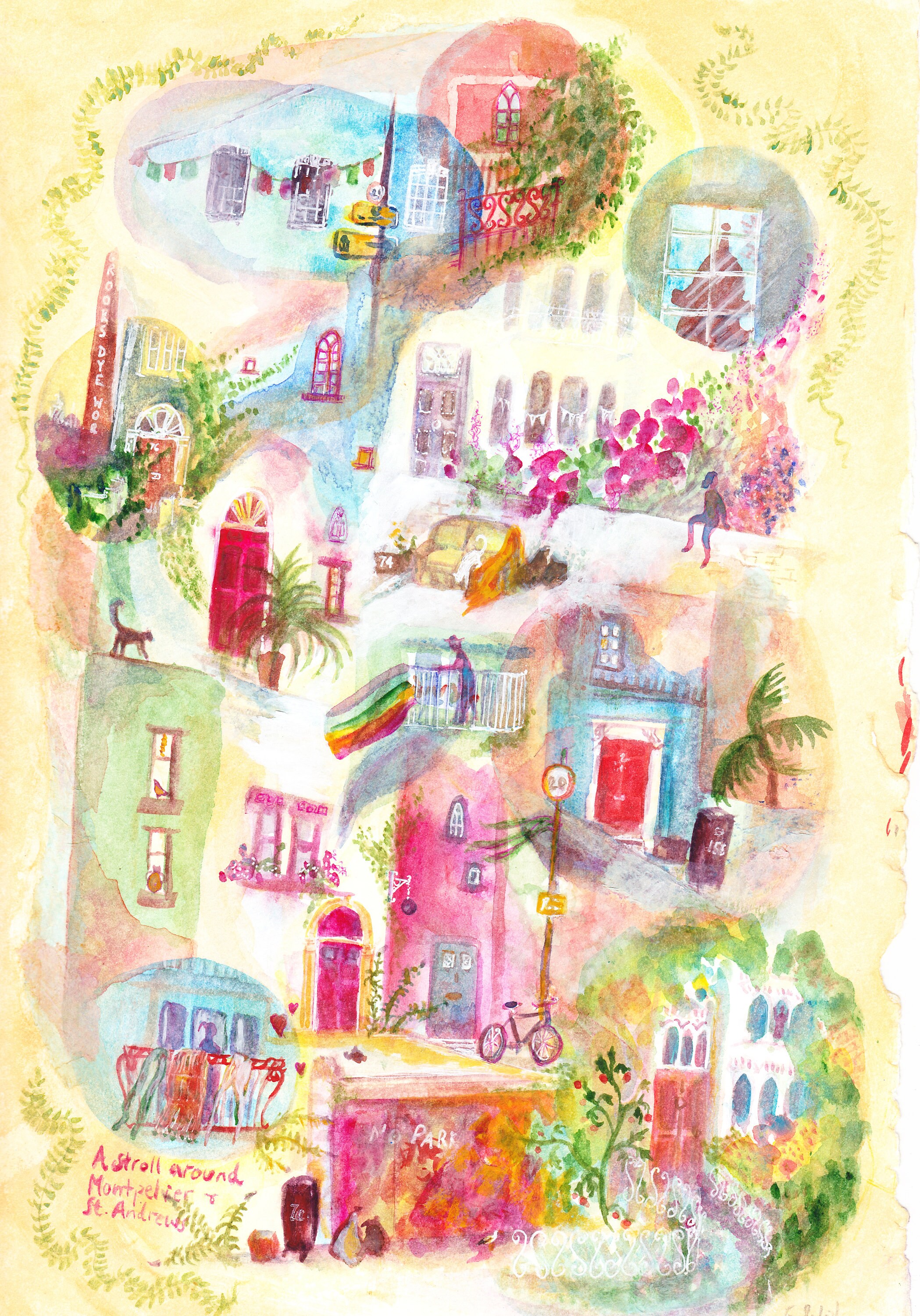 A stroll around Montpelier and St. Werburgh's, Bristol  (print from an original watercolor painting)