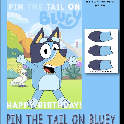 Pin the Tail on Bluey Birthday Printable Game | Etsy Australia