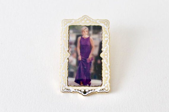 Vintage Princess Diana enamel lapel pin. Princess