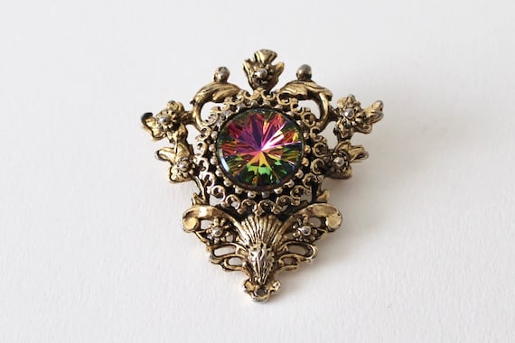 Vintage Baroque gold ornate floral rainbow starbu… - image 1