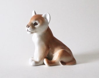 素敵なヴィンテージ ロモノーソフ ライオンの子 磁器の置物 刻印 USSR