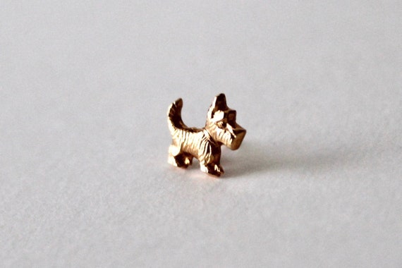 Vintage Scottish Terrier gold, rose gold textured… - image 3