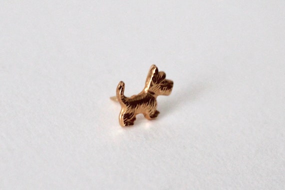 Vintage Scottish Terrier gold, rose gold textured… - image 4