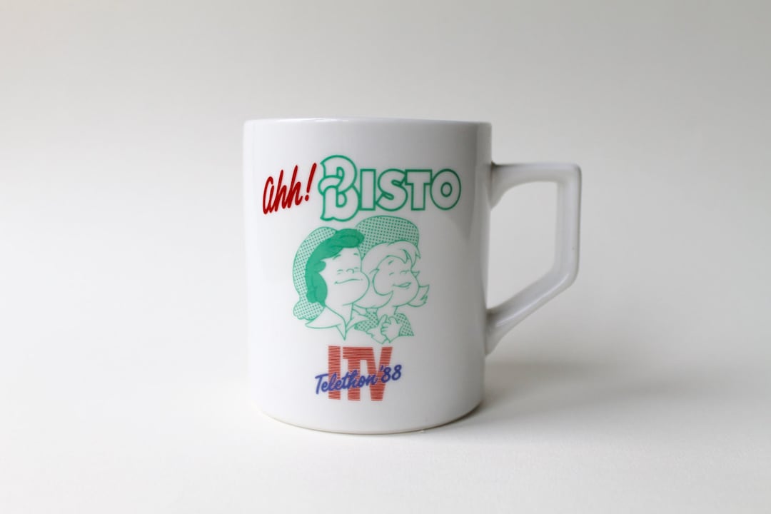 Vintage Bisto Gravy Mug. 1988 ITV Telethon Bisto Mug. Bisto Gravy Mug